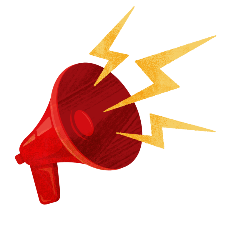 illustration of a red bullhorn