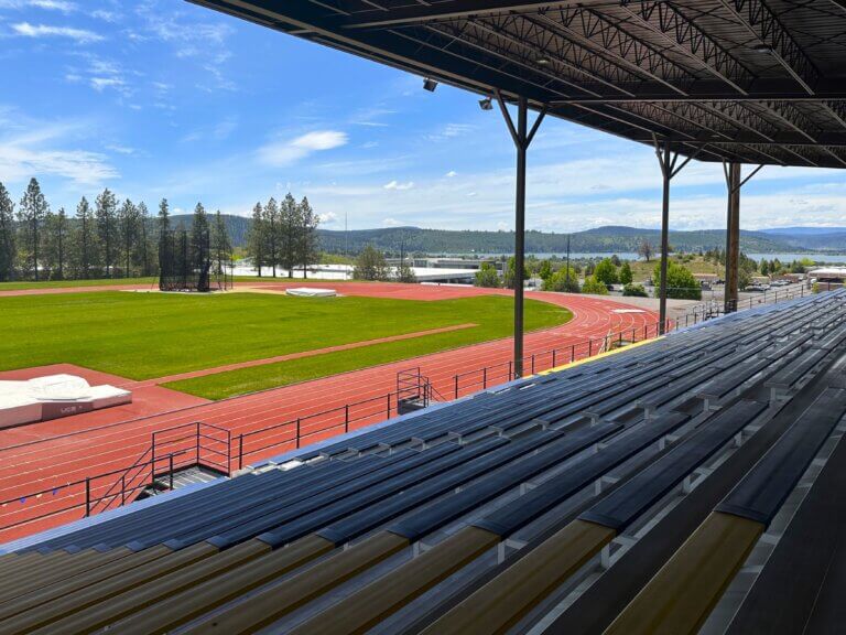 OIT's new track stretches out in front of improved bleachers.