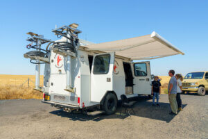 Mobile command center van on UAS range